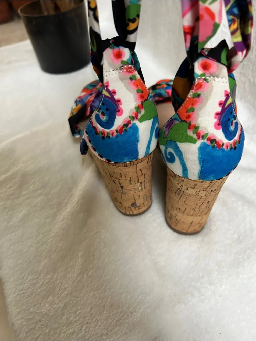 IMPO Multicolor Floral Tie-Ankle Heeled Sandals